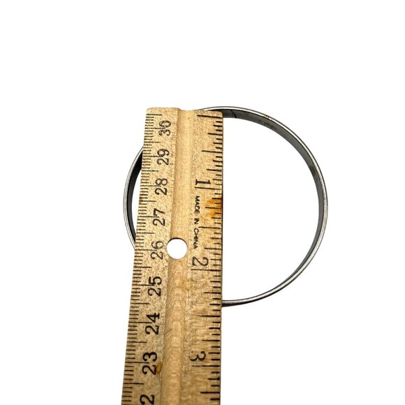 Vintage Monet Round Bangle Bracelet Silver Tone Minimalist Elegance Everyday - Picture 3 of 3